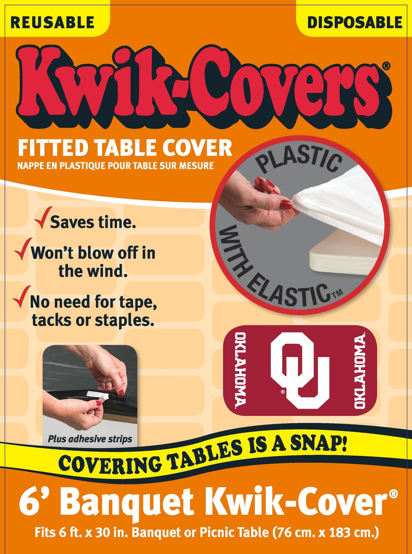 Collegiate Kwik-Covers Rectangle Plastic Table Cover (University of Oklahoma)