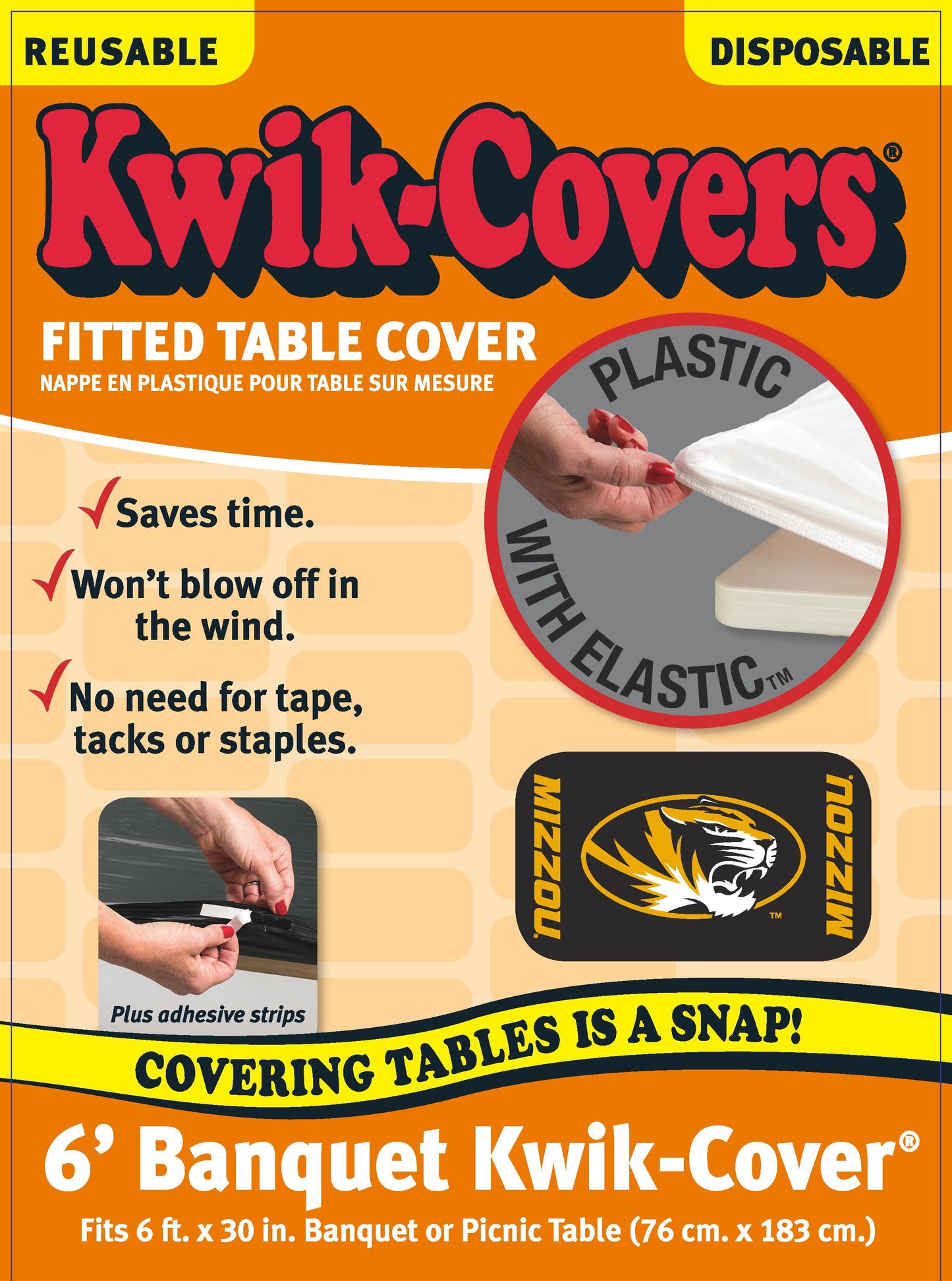 Collegiate Kwik-Covers Rectangle Plastic Table Cover (University of Missouri)