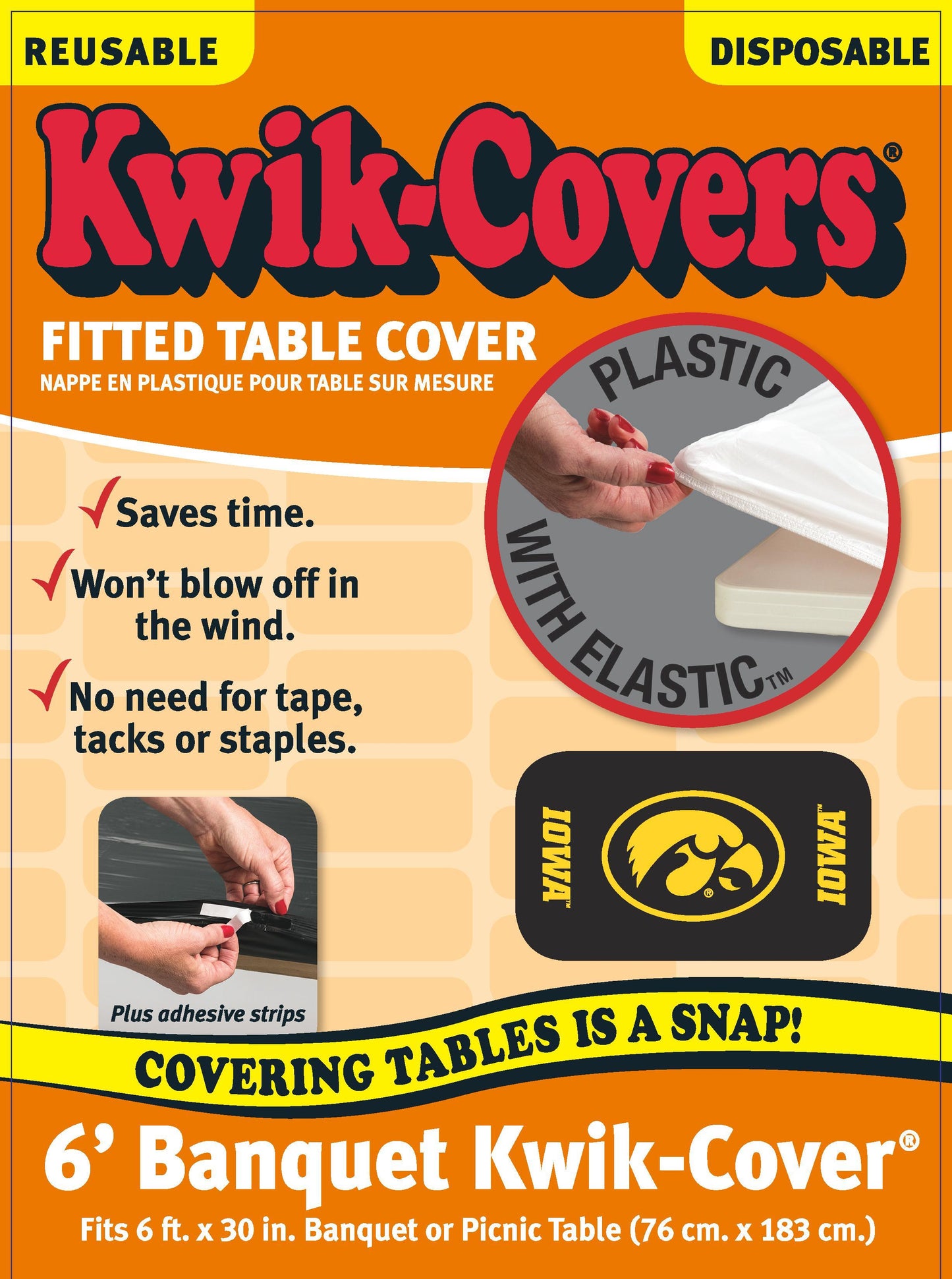 Collegiate Kwik-Covers Rectangle Plastic Table Cover (University of Iowa)