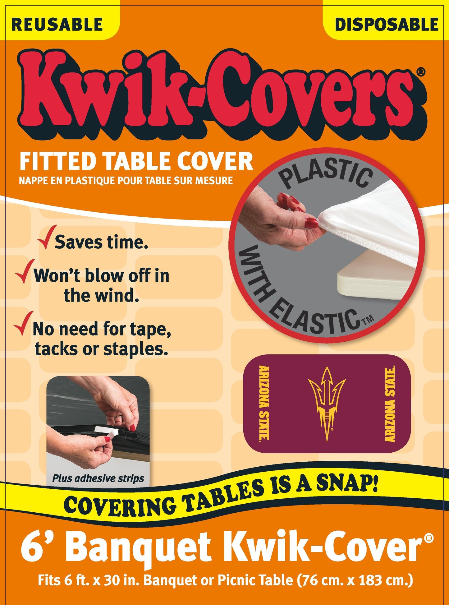 Collegiate Kwik-Covers Rectangle Plastic Table Cover (Arizona State University)