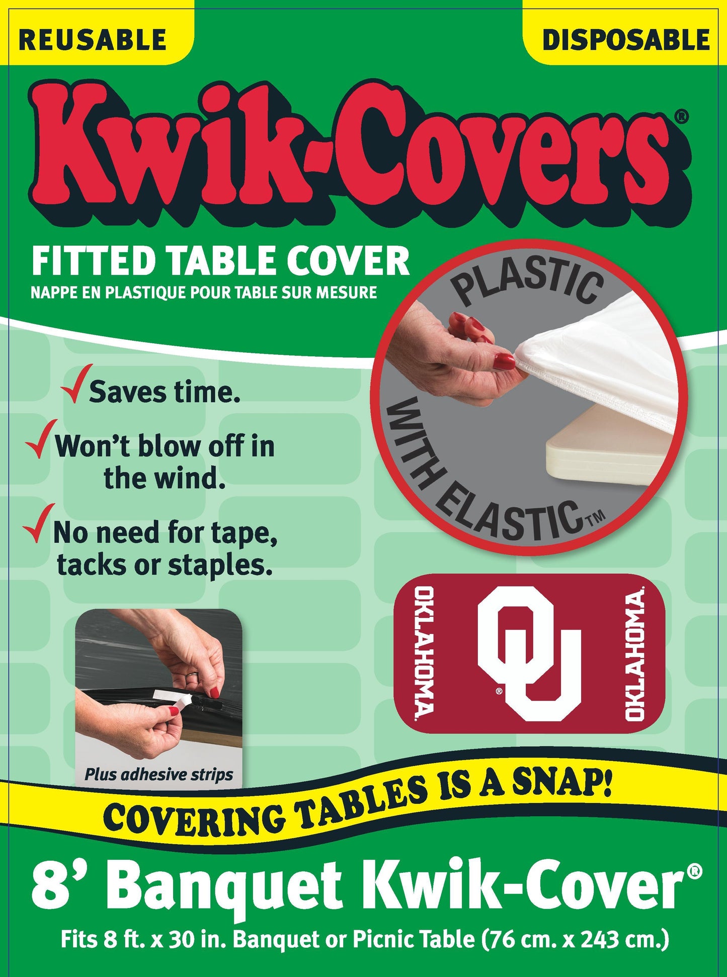 Collegiate Kwik-Covers Rectangle Plastic Table Cover (University of Oklahoma)
