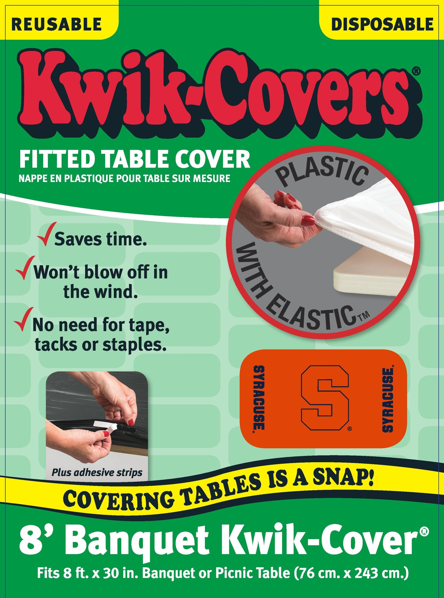 Collegiate Kwik-Covers Rectangle Plastic Table Cover (Syracuse University)
