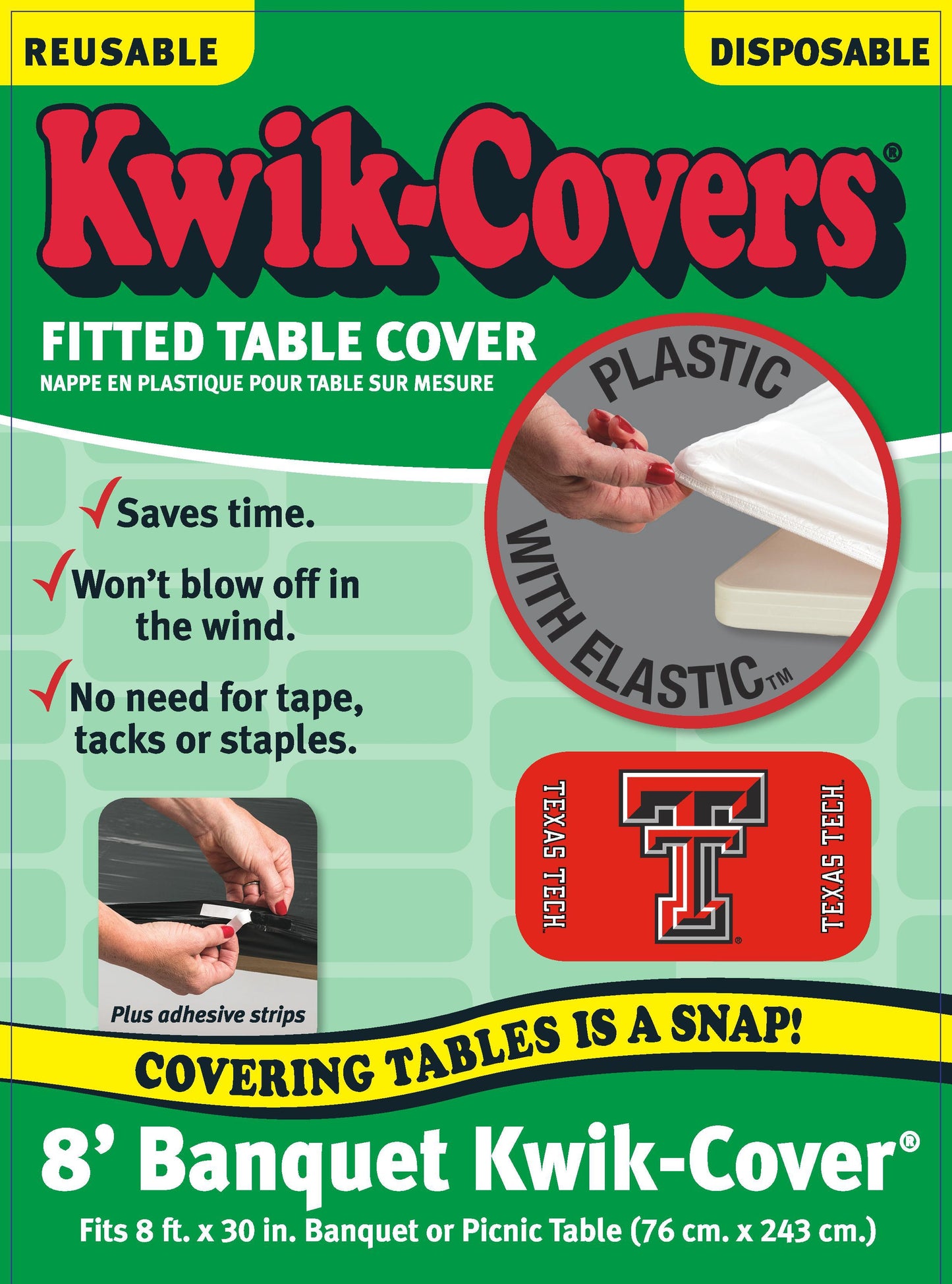 Collegiate Kwik-Covers Rectangle Plastic Table Cover (Texas Tech University)