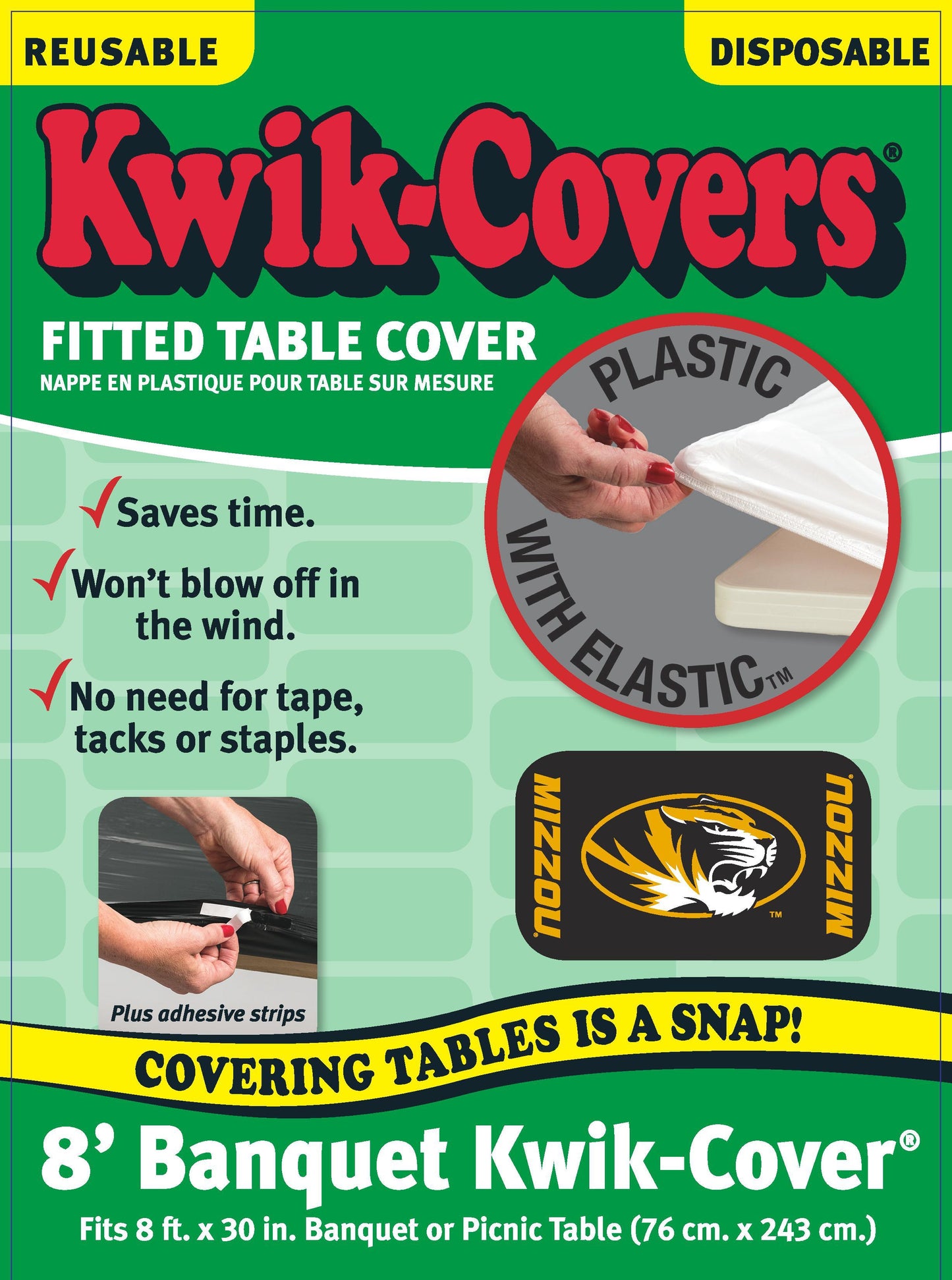 Collegiate Kwik-Covers Rectangle Plastic Table Cover (University of Missouri)