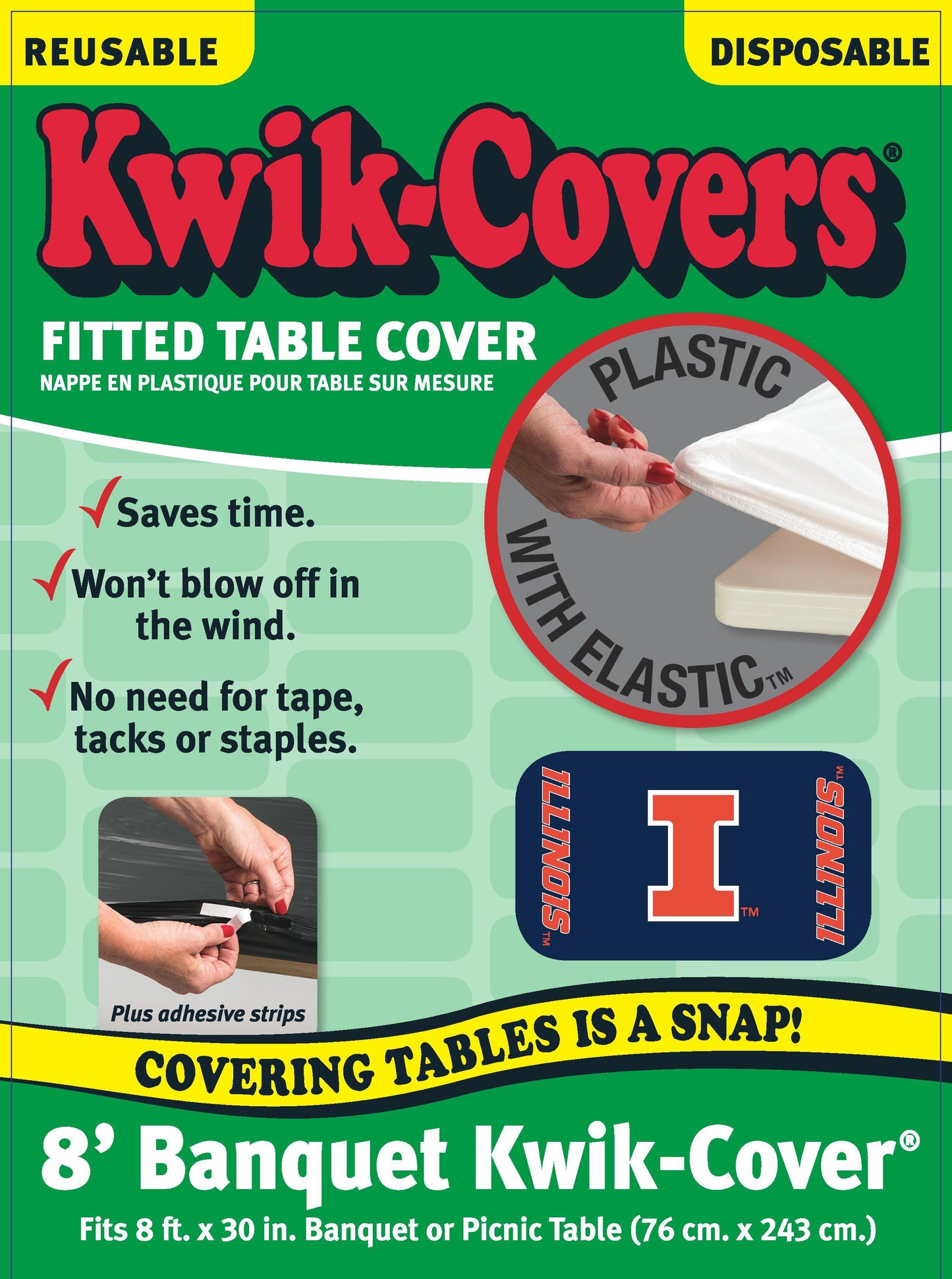 Collegiate Kwik-Covers Rectangle Plastic Table Cover (University of Illinois)