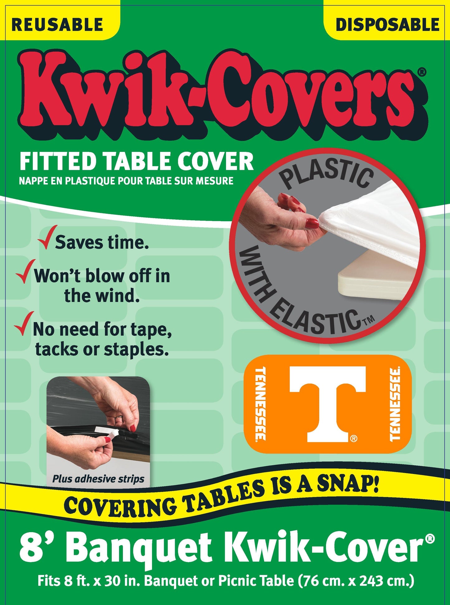 Collegiate Kwik-Covers Rectangle Plastic Table Cover (University of Tennessee)