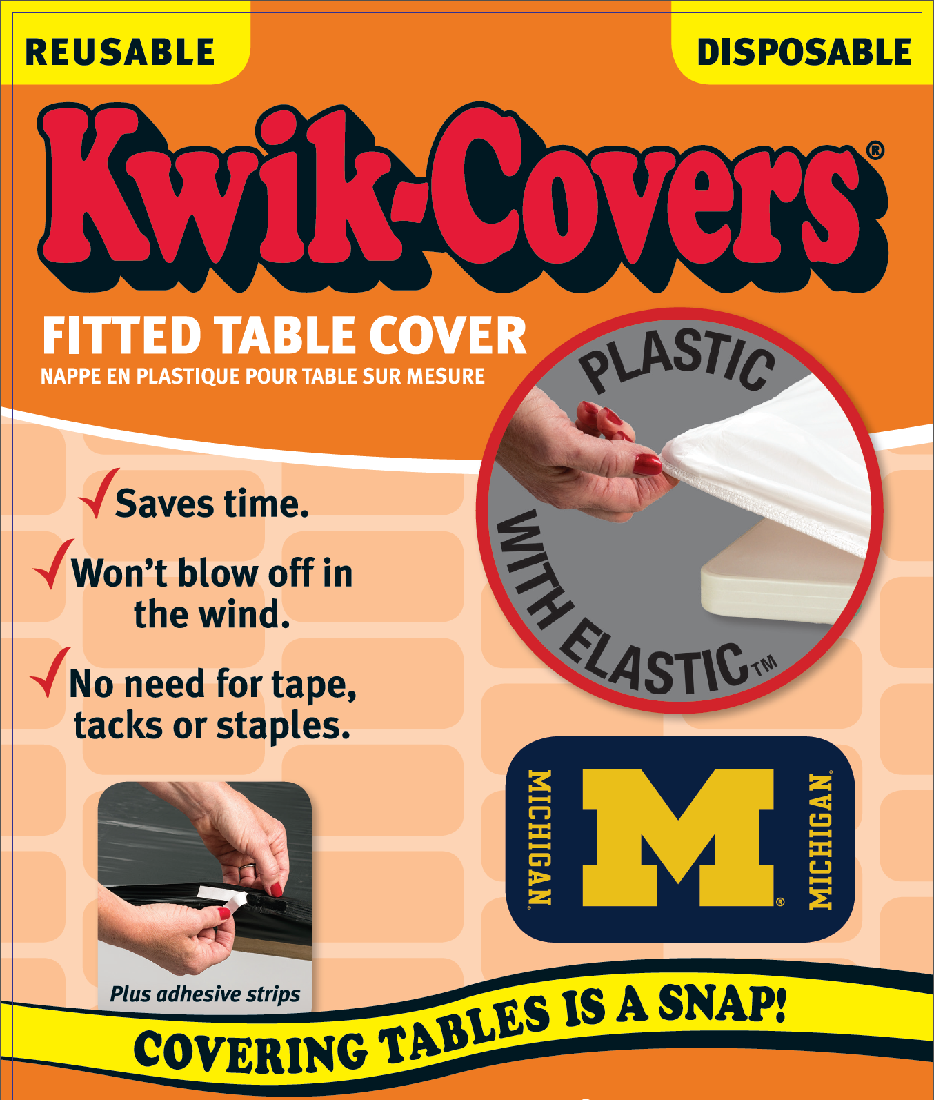 Collegiate Kwik-Covers Rectangle Plastic Table Cover (University of Michigan)