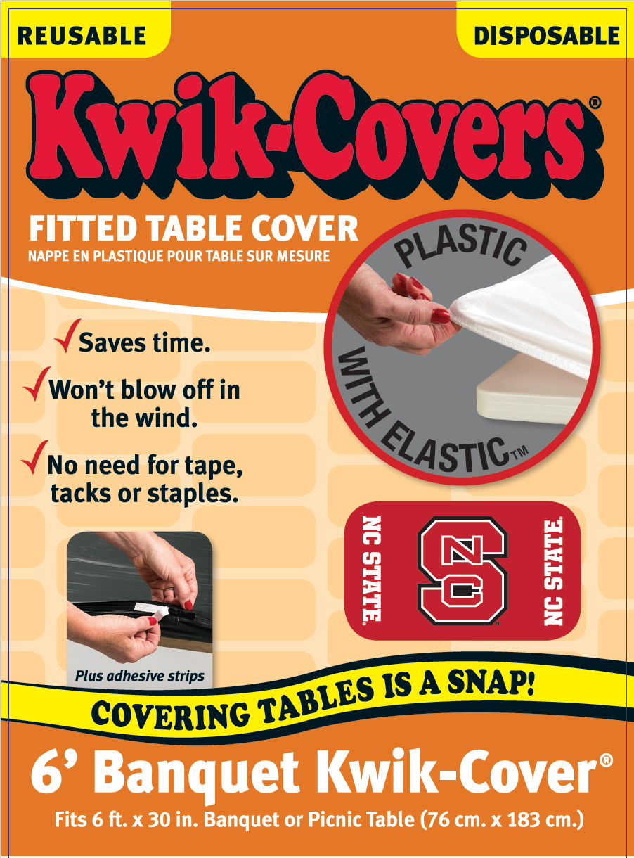Collegiate Kwik-Covers Rectangle Plastic Table Cover (North Carolina State University)