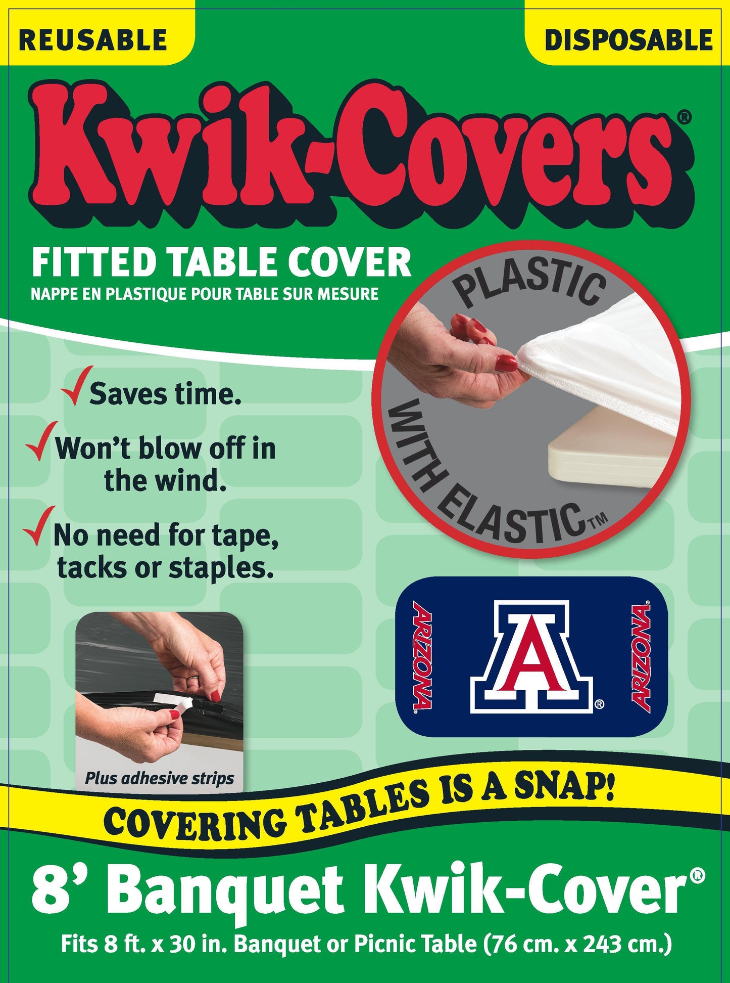 Collegiate Kwik-Covers Rectangle Plastic Table Cover (University of Arizona)