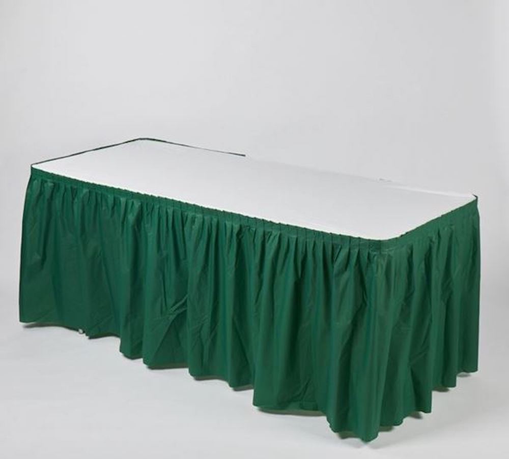 Vinyl Skirt and White Fitted Table Cover with Velcro-Like Fasteners for 6' or 8' Tables