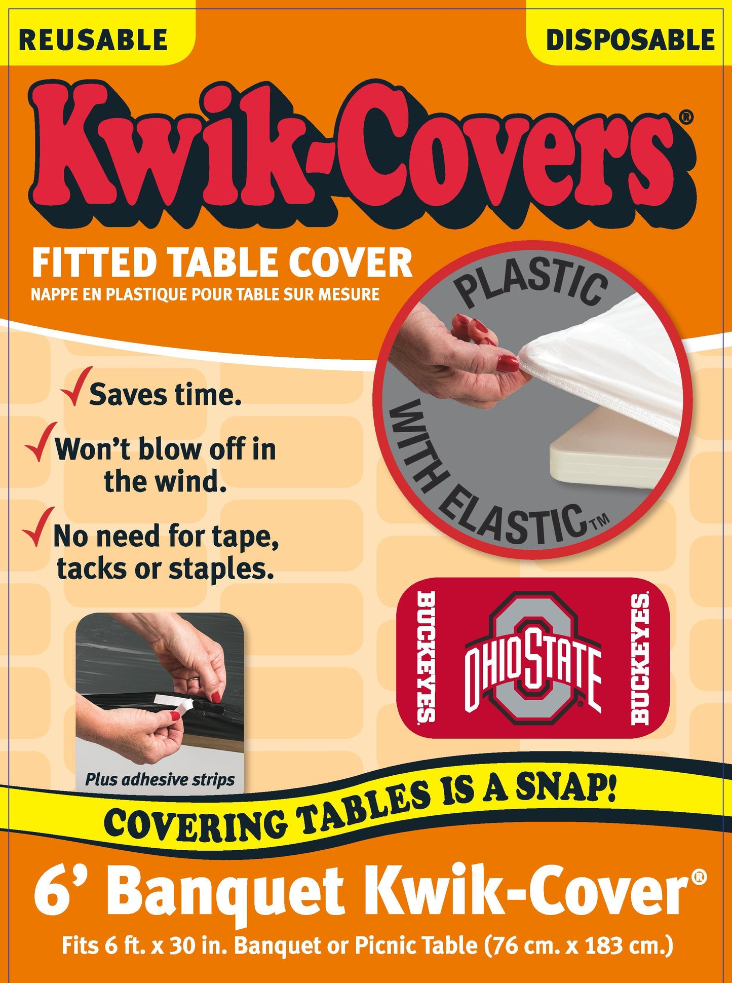 Collegiate Kwik-Covers Rectangle Plastic Table Cover (Ohio State University)