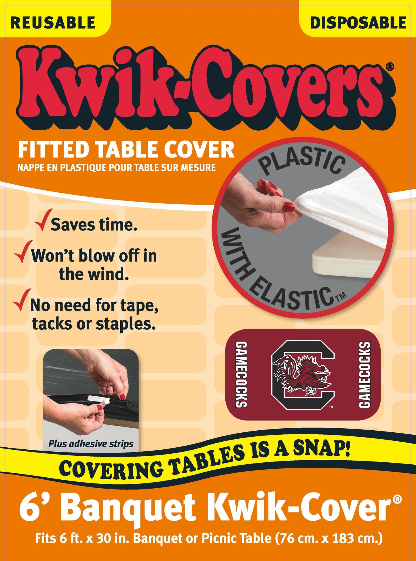 Collegiate Kwik-Covers Rectangle Plastic Table Cover (University of South Carolina)