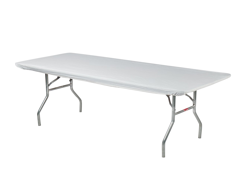 White Fitted Table Cover with Velcro-Like Fasteners for 6' or 8' Tables