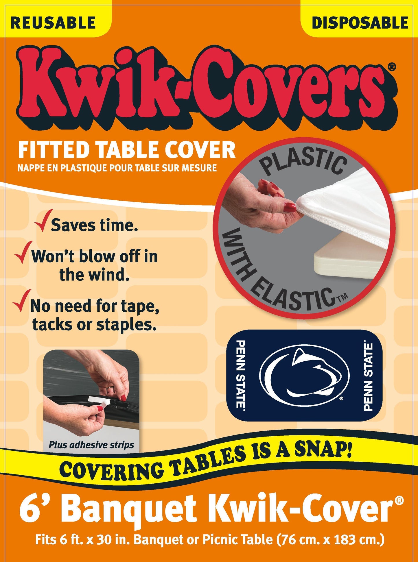 Collegiate Kwik-Covers Rectangle Plastic Table Cover (Pennsylvania State University)