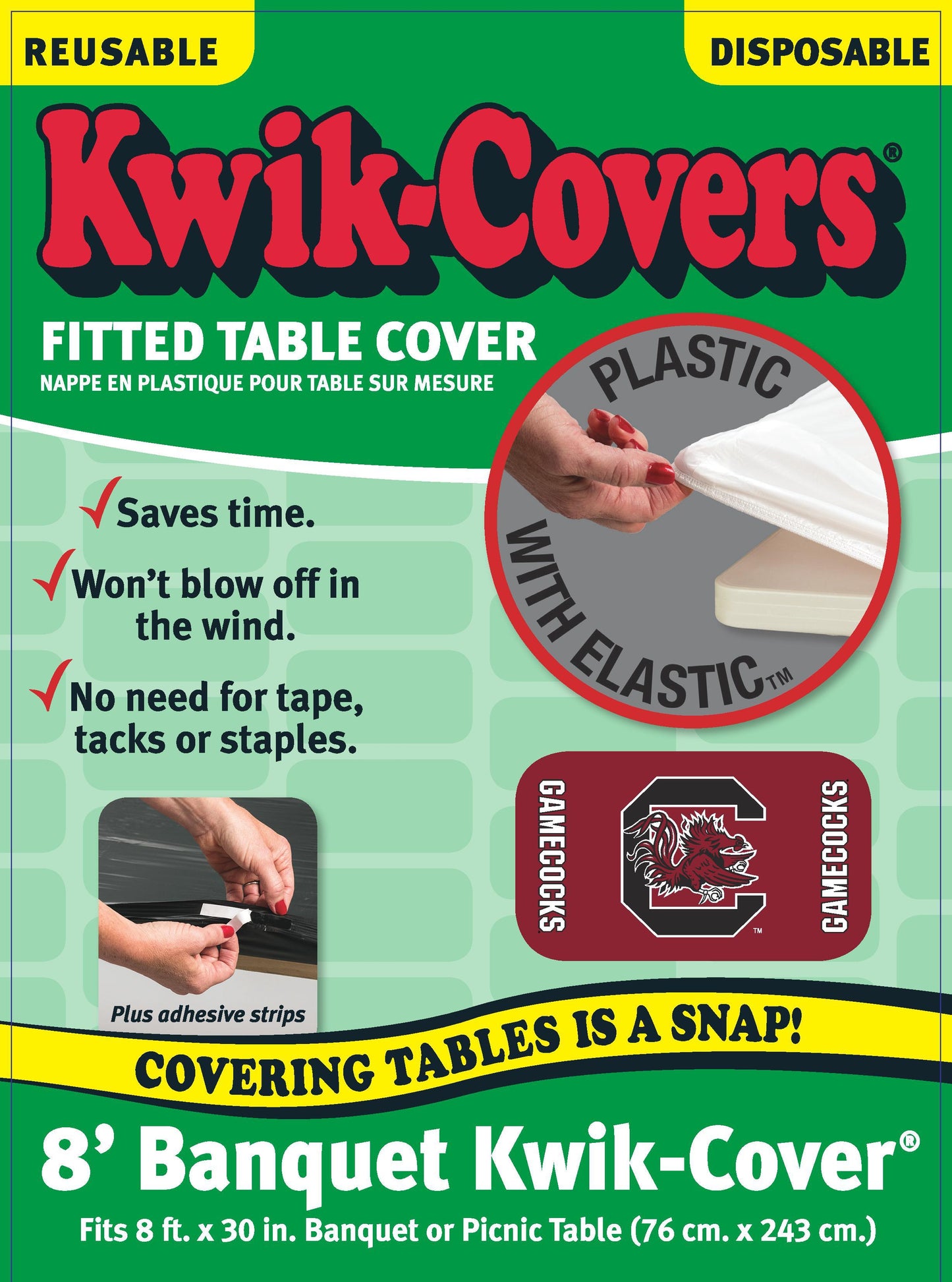 Collegiate Kwik-Covers Rectangle Plastic Table Cover (University of South Carolina)